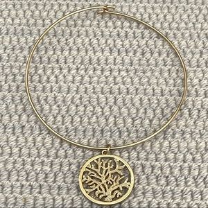 Lilly Pulitzer gold plate coral charm with cuff necklace